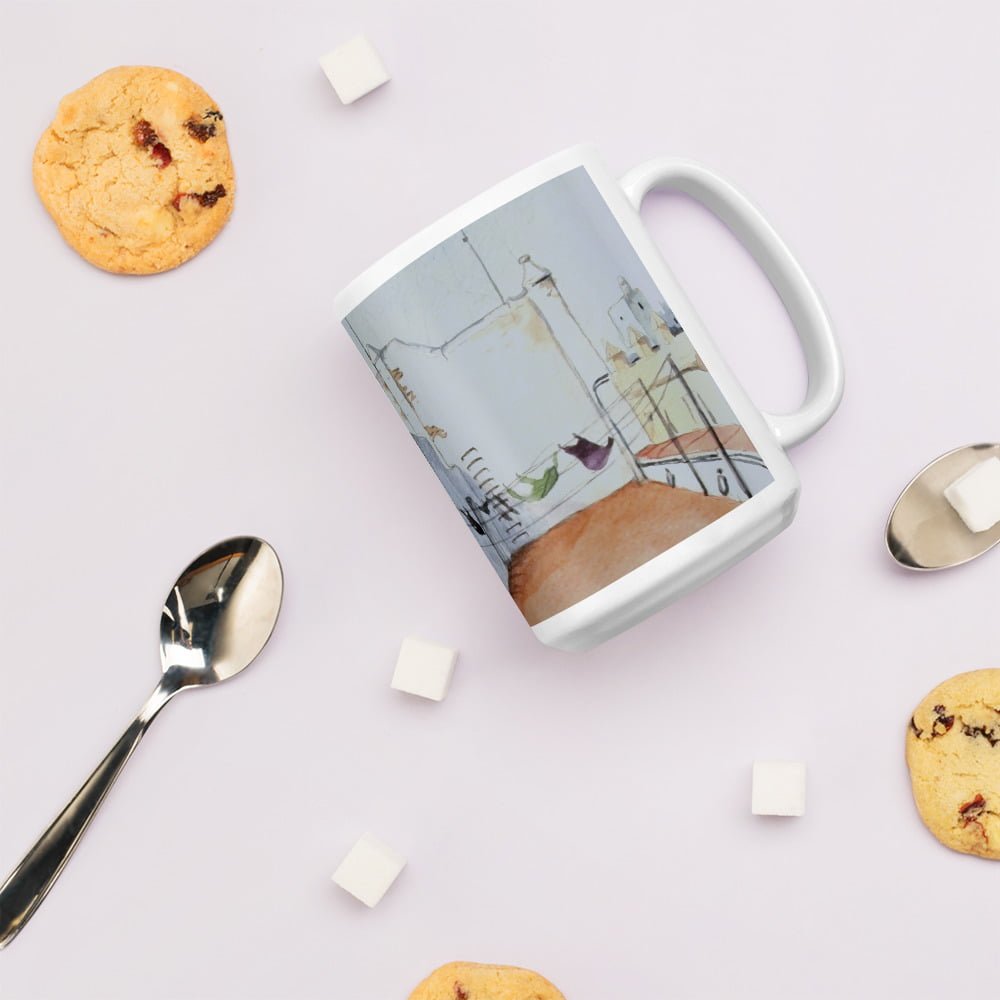 Torres de Cádiz 4. Acuarela impresa sobre taza blanca. - Imagen 3